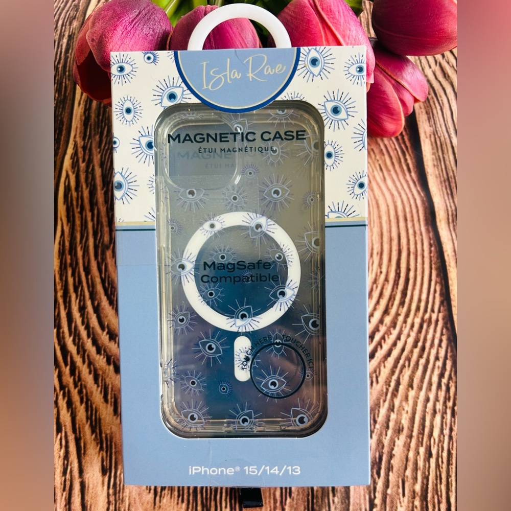 Isla Rae Clear Blue Evil Eye Print Magnetic Phone Case IPhone 13/14/15 New